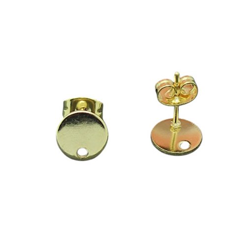 6 supports de boucles d'oreilles puce en acier inoxydable doré de 8 mm boa58