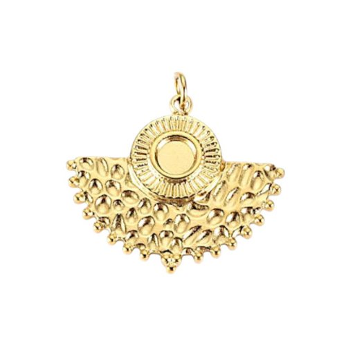 Pendentif demi-cercle en acier inoxydable plaqué or 14k pour cabochon 4 mm, ac898
