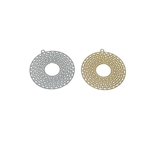 4 estampes rondes en laiton platine ou doré de 32.5 x 30 mm