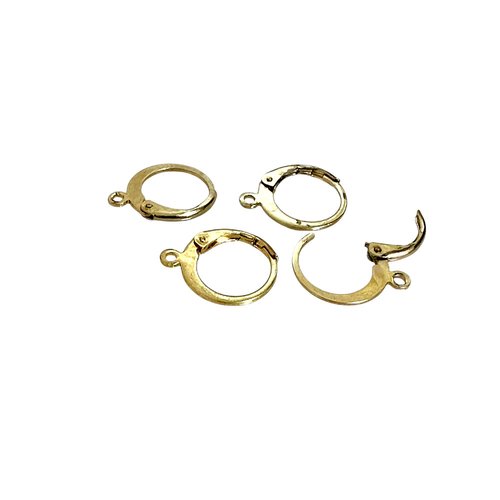 8 supports de boucles d'oreilles style créole en acier inoxydable doré clair, plaqué or 24k, boa160