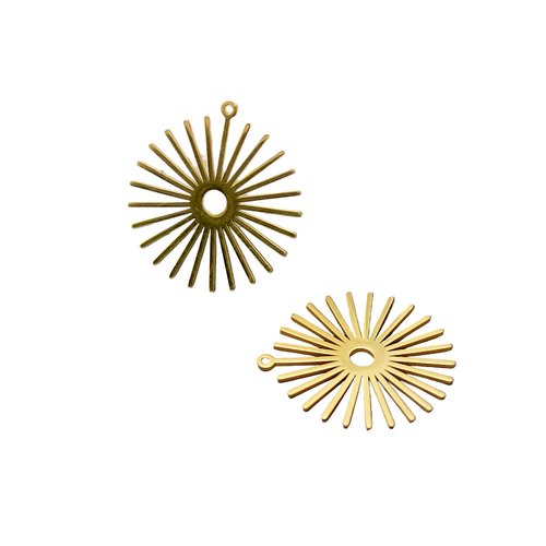 Pendentif soleil, acier inoxydable doré 201, 32.5 x 30 mm, ac496
