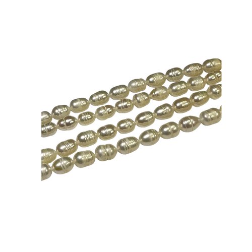 6 perles de culture d'eau douce forme riz, 7.5~9.5 x 5.5~6.5 mm, pg345