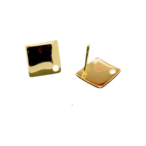4 supports boucles d'oreilles losange en acier inoxydable or, 13.5 x 13.5 mm, boa85