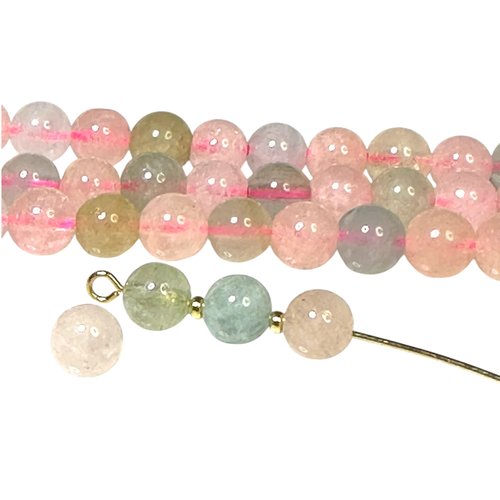 10 perles rondes de morganite de 6 mm, pg473