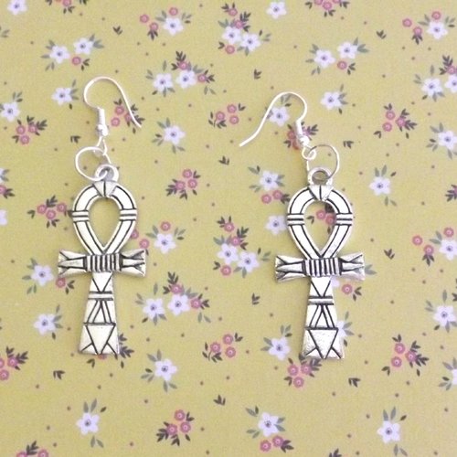 Boucles d'oreilles "croix égyptienne"