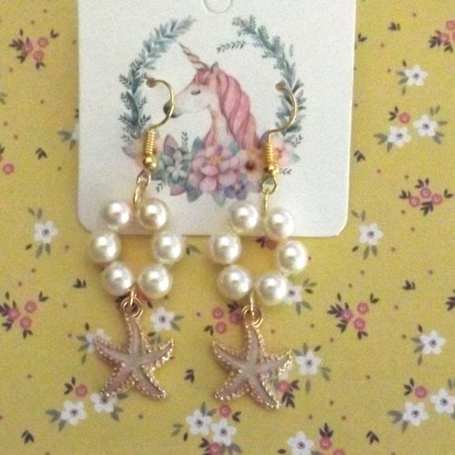 Boucles d'oreilles "perles et étoiles de mer"