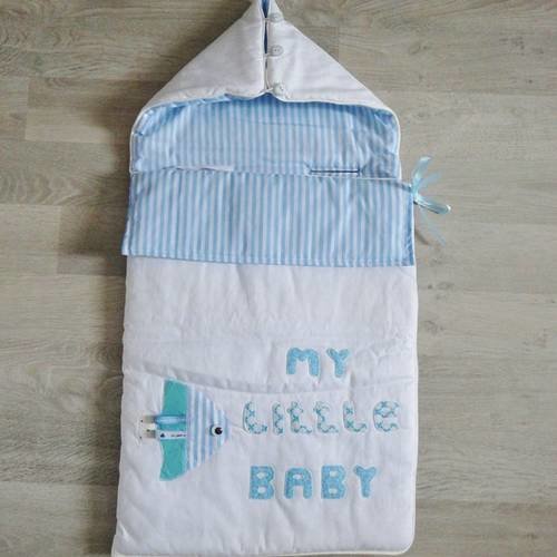 Nid D Ange Bleu Et Blanc Adapte Pour Siege Auto Bebe Couverture Bebe Broderie Un Grand Marche