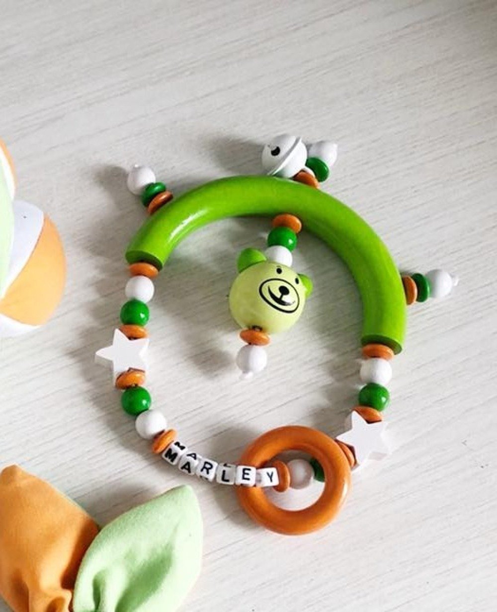 Hochet Ours 3d Vert Orange Et Blanc Bebe Couture Un Grand Marche