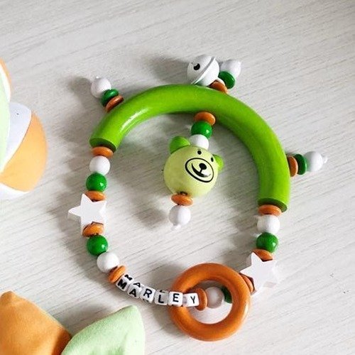 Hochet Ours 3d Vert Orange Et Blanc Bebe Couture Un Grand Marche