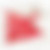 Doudou lapinou personnalisé rouge orange vermillon motifs cerises argentées / fleuri / minkt blanc