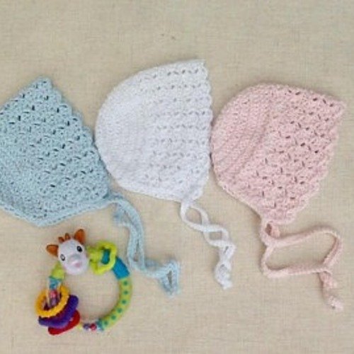 Beguin Bebe 0 6 Mois 100 Coton De Gizeh Au Crochet Bonnet Bebe Bleu Rose Blanc Coton Layette Un Grand Marche