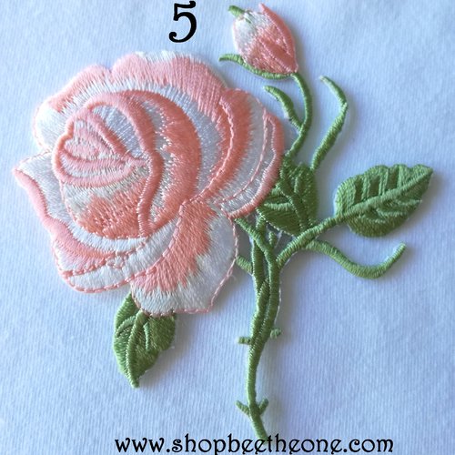 Applique écusson patch thermocollant fleur grande rose (à coudre ou repasser) - rose saumon