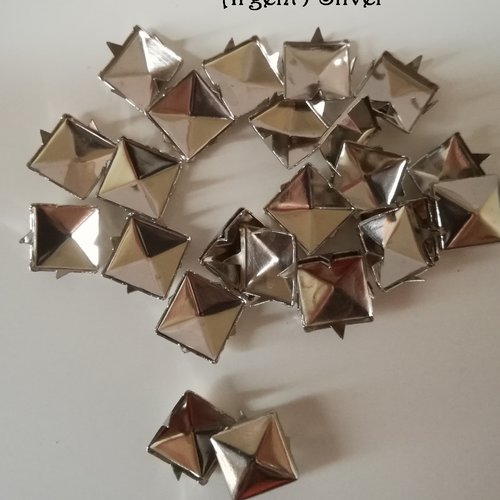 Clou rivet carré pyramide à griffe - 10 mm - argenté