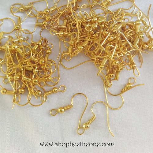 1 paire de supports boucles d'oreilles dormeuses - jaune doré - 20 mm