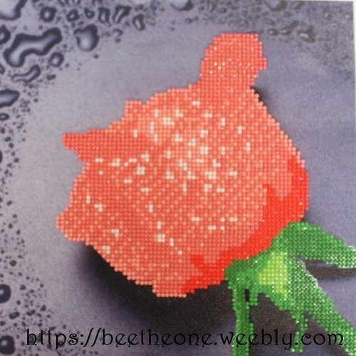 Kit broderie diamant fleur "ma première rose" - 30 x 30 cm - rose