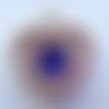 Breloque coeur avec pierre colorée - 20 mm - bleu foncé