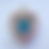 Breloque coeur avec pierre colorée - 20 mm - trou 4 mm - bleu turquoise