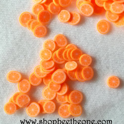 1 g (+/- 70 pièces) de tranches de fimo pâte polymère - orange - orange vif