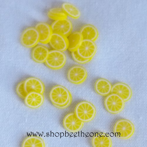1 g (+/- 70 pièces) de tranches de fimo pâte polymère - citron - jaune