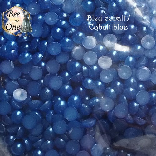 Lot de 1 g (+/- 400 pièces) cabochons strass demi-perle rond - 2 mm - bleu cobalt