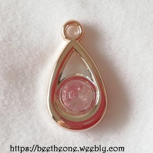 Breloque goutte avec pierre colorée - 20 mm - rose clair