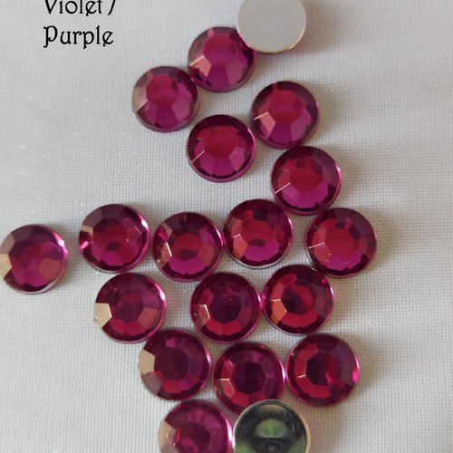 Cabochon rond strass cristal demi-perle à facettes à coller - 10 mm - violet