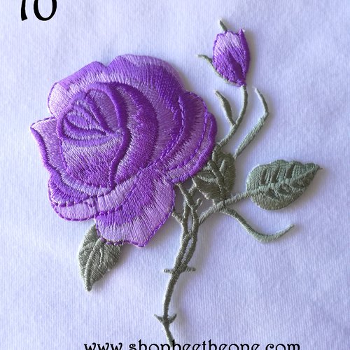 Applique écusson patch thermocollant fleur grande rose (à coudre ou repasser) - violet