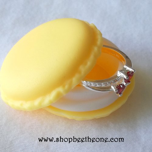 Mini boîte à bijoux macaron parisien - jaune citron