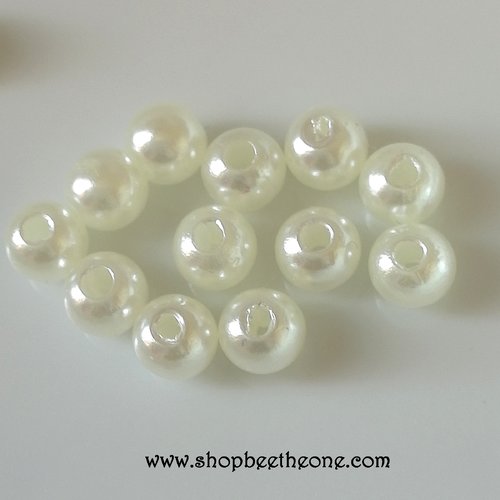 Perle ronde en plastique imitation perle naturelle - 5 mm - ivoire