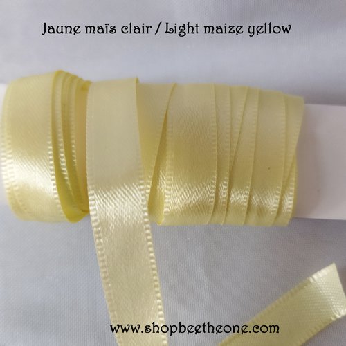 Ruban satin simple face - 10 mm x 1 m - jaune maïs clair - pour couture, scrapbooking, décoration...