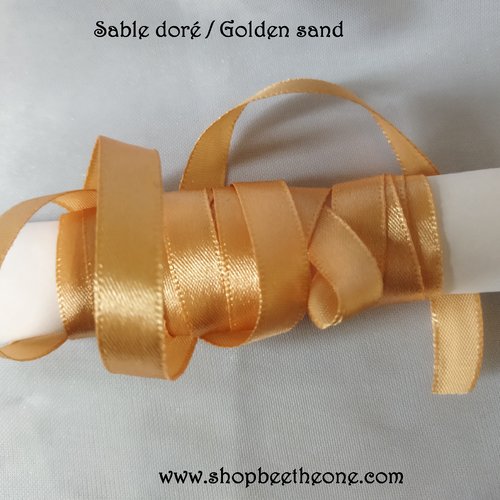 Ruban satin simple face - 10 mm x 1 m - sable doré - pour couture, scrapbooking, décoration...