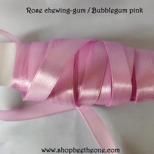 Ruban satin simple face - 10 mm x 1 m - rose chewing-gum - pour couture, scrapbooking, décoration...