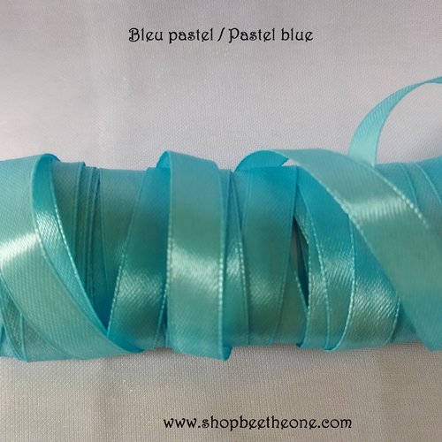 Ruban satin simple face - 10 mm x 1 m - bleu pastel - pour couture, scrapbooking, décoration...