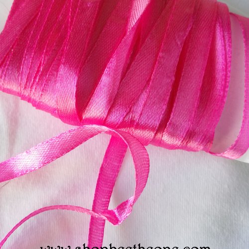 Ruban de satin - 6 mm x 1 m - rose verveine - simple face - pour scrapbooking, décoration, couture...