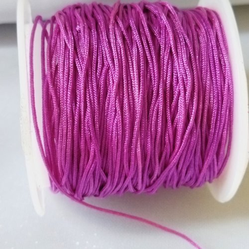 Cordon en nylon tressé "queue de rat" satiné - 1 mm x 1 mètre - violet