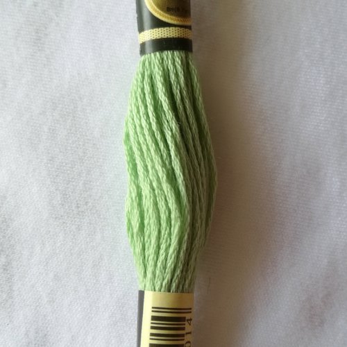 Fil à broder - équivalent n° dmc 164 vert pistache - écheveau de coton mouliné pour broderie - 8 m - 6 brins
