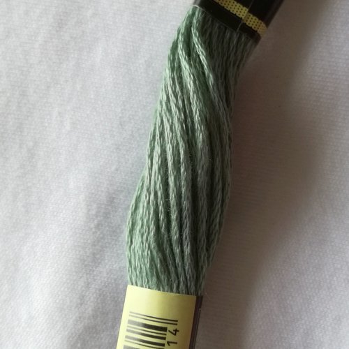 Fil à broder - équivalent n° dmc 502 vert amande - écheveau de coton mouliné pour broderie - 8 m - 6 brins