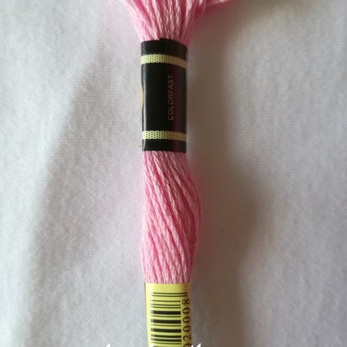 Fil à broder - équivalent n° dmc 3689 pétale de rose - écheveau de coton mouliné pour broderie - 8 m - 6 brins
