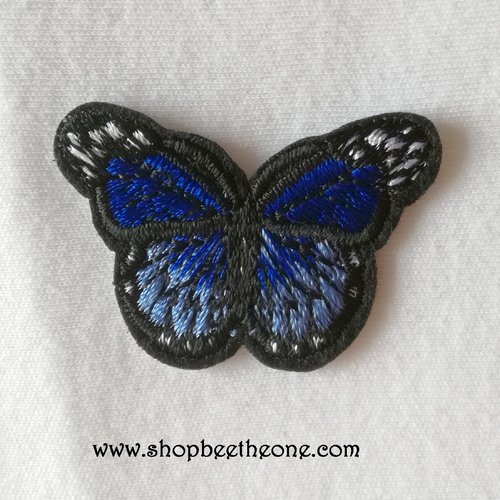 Applique écusson patch thermocollant petit papillon monarque dégradé (à coudre ou à repasser) - bleu foncé/bleu