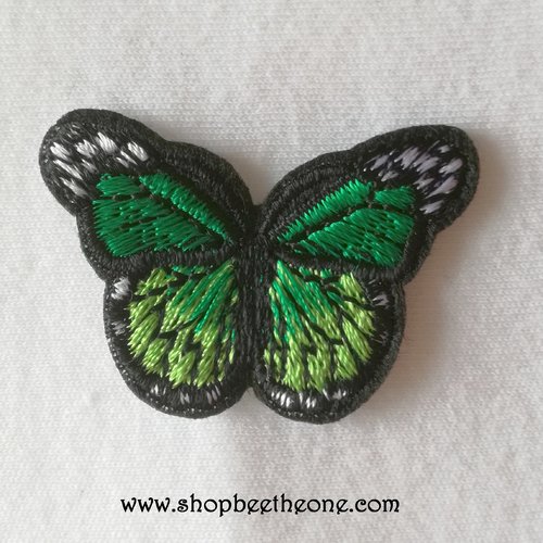 Applique écusson patch thermocollant petit papillon monarque dégradé (à coudre ou à repasser) - vert foncé/vert clair