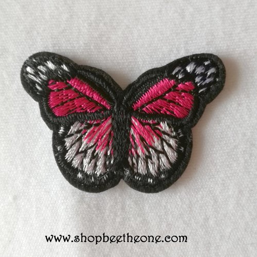 Applique écusson patch thermocollant petit papillon monarque dégradé (à coudre ou à repasser) - fuchsia/rose pâle