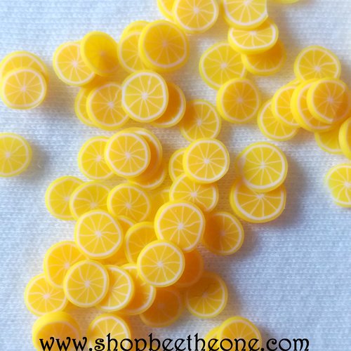 1 g (+/- 70 pièces) de tranches de fimo pâte polymère - orange - jaune foncé