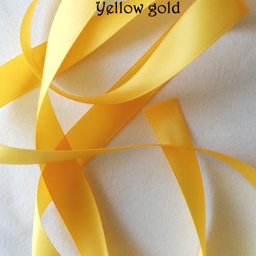 Ruban de satin double face - 16 mm x 1 m - jaune doré - pour couture, bijoux, scrapbooking, décoration...