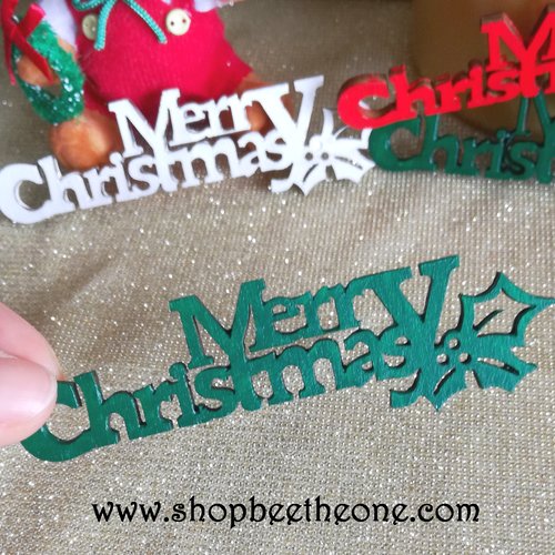 Embellissement de noël " merry christmas" en bois - vert