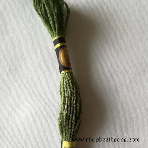 Fil à broder - équivalent n° dmc 3363 vert romarin - écheveau de coton mouliné pour broderie - 8 m - 6 brins