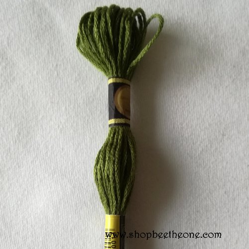 Fil à broder - équivalent n° dmc 3346 vert du tyrol - écheveau de coton mouliné pour broderie - 8 m - 6 brins