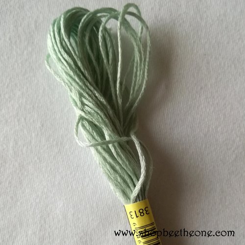 Fil à broder - équivalent n° dmc 3813 vert lichen - écheveau de coton mouliné pour broderie - 8 m - 6 brins