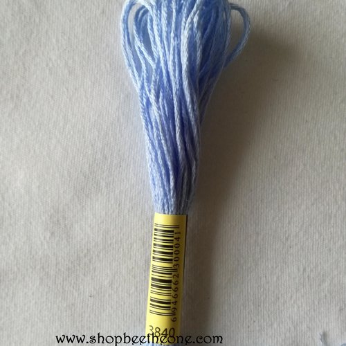 Fil à broder - équivalent n° dmc 3840 fleur de lin bleue - écheveau de coton mouliné pour broderie - 8 m - 6 brins