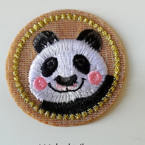 Petit écusson patch applique panda rond - 4,5 cm (à coudre ou repasser)