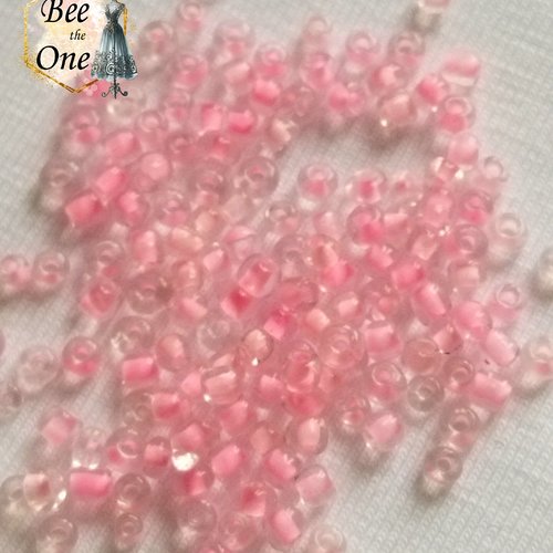 Lot de 1 g de perles de rocaille intercalaire graine en verre - 3 mm - camaïeu rose clair - dernieres pieces